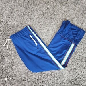 Vintage Nike Track Pants Men Large Blue Stripe Orange Tag Zip Pockets Snap Ankle